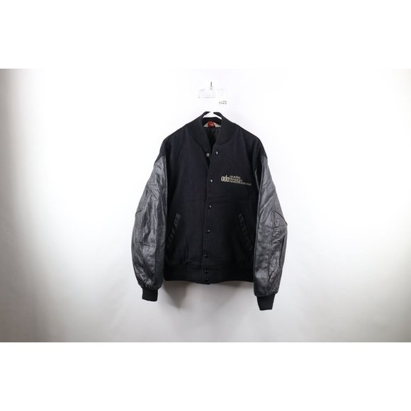 Vintage 90s Mens 2XL ADA Audio Design Associates Wool Leather Varsity Jacket USA
